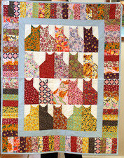 Handmade Blue Trimmed Floral Kitty Cat Quilt Throw CAT RESCUE