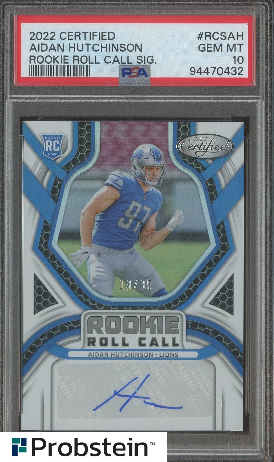 Aidan Hutchinson Panini Certified Rookie Roll Call Signatures #RCSAH Base