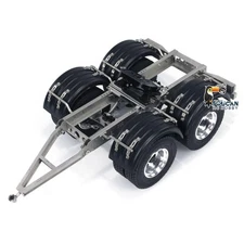 US Stock 1/14 2Axles Metal Trailer W/Fifth-wheel Traction for LESU RC Car Truck