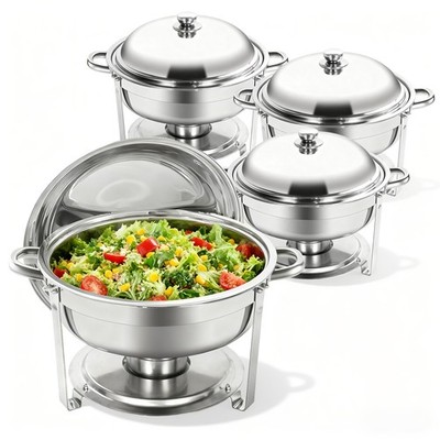 Silver Chafing Dish Buffet Set Stainless Steel Full Size Chafer party 4pack 6qt