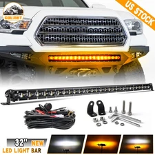 For Toyota Tacoma 2016-2023 570W Amber/White Strobe 32''LED LightBar Bumper+Wire