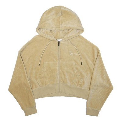 KARL KANI Damen Beige Zip-Up Cropped Hoodie S aus Baumwollmix Casual