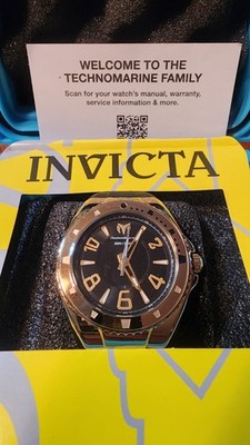 TechnoMarine Men's Lusso Mare Black Dial, Gold Bezel Watch