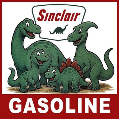 Sinclair DINO Gasoline, Dinosaur Family Theme New Sign 28'' Dia. Square USA STEEL