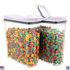 FreshKeeper 2PCS Airtight Cereal Storage Containers - 4L BPA-Free Canisters