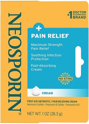 1/28 Neosporin Plus Pain Relief Maximum Strength First aid Antibiotic Cream 1oz