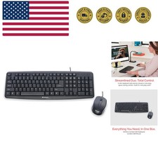Slimline Wired Keyboard and Mouse Combo USB Plug-and-Play Numeric Keypad Adju...