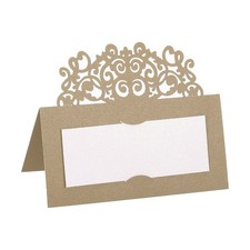 Tisch Name Platzkarte 50 St&uuml;ck Hohl Spitze Schnitt Design Sitz wei&szlig; hell gold