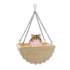 Hamster Wooden Swing Toy Hanging Bed 5.109 x 3.54 x 2.55 inches, Light Brown