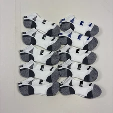 Puma CoolMax Mens Size 6-12 White Gray Moisture Wicking No Show Socks 10 Pack