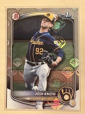 2025 Bowman Prospects Retro Logo Pattern Foil Josh Knoth FY Brewers SP Variation