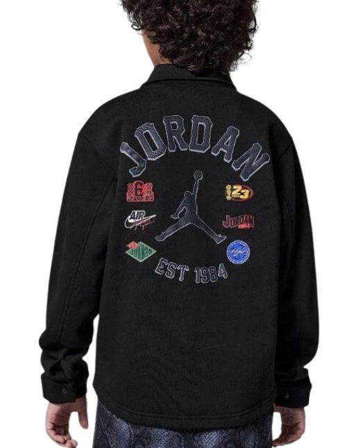 Nike Jordan Boy Court of Legends Knit Jacket Shirt Shacket Black Snap Size 6 NEW