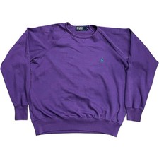 Vintage Polo Ralph Lauren Purple Crewneck Sweatshirt Medium Green Pony Logo
