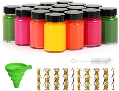 2 oz Glass Shot Bottles with Caps, 16 Pack 60 ML Empty Wellness Juice Shot