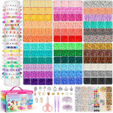 25000 Pcs Clay Beads Bracelet Making Kit Abundant Single Color Heishi Beads, 7 B