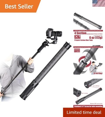 Professional 4-Section Carbon Fiber Pole for Cameras & Gimbals - 33lbs Capacity