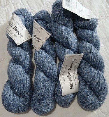 Classic Elite Yarn Majestic Tweed Wool Angora Silk Nylon Yarn Light Blue