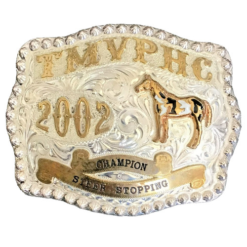 VTG Rubens Western Belt Buckle 2002 Steer Stopping Champion TMVPHC Cowboy Rodeo