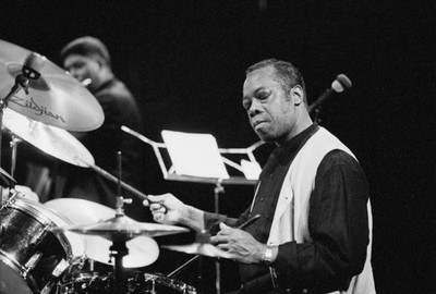 Andrew Cyrille drums performs with James Newton at the BIM Huis on- Old Photo