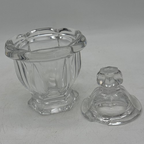 Baccarat Crystal Mustard Jam Jar Replacement Base Only *Lid Chipped & No Spoon - Afbeelding 1 van 8