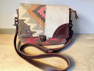 Myra Bag Leather Canvas Hairon Rug Crossbody Pocket Aztec Western Cowgirl