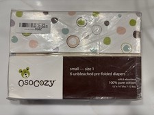 OsoCozy 100 Cotton Unbleached Pre-Folded Diapers Size 1 Quantity 6, 7-15 LBs
