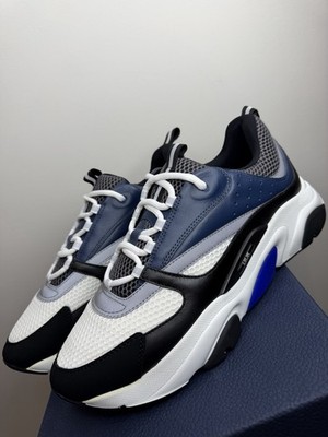 Dior Herren B22 Blau, Schwarz Canvas Kalbsleder Leder Sneaker Gr. 11UK/EU45