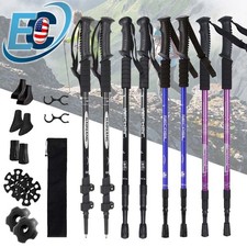 Pair of 2 Trekking Walking Hiking Sticks Anti-shock Adjustable Alpenstock Poles