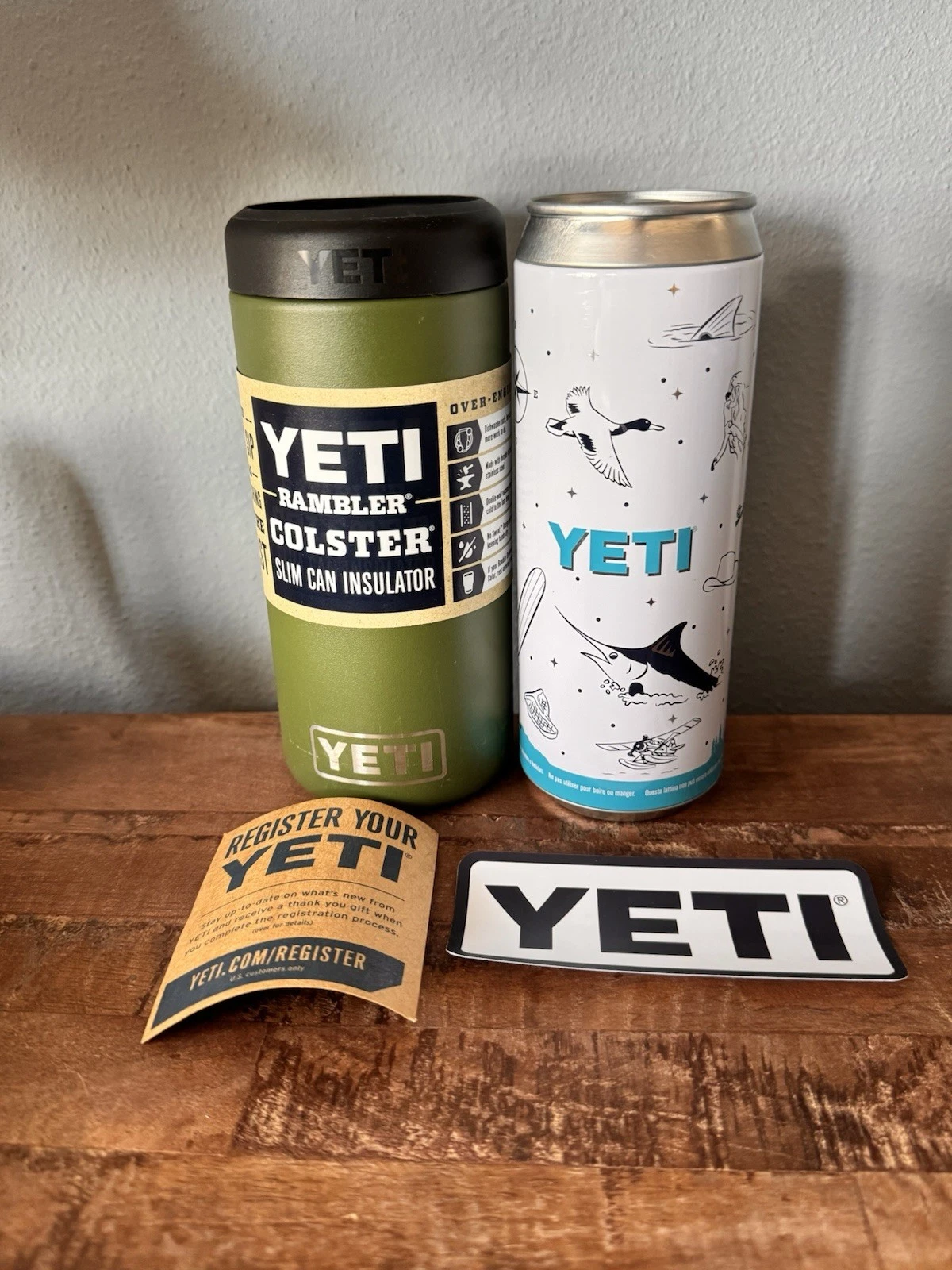YETI Rambler 12oz. Colster Slim Can Cooler Koozie Olive Green New Inserts