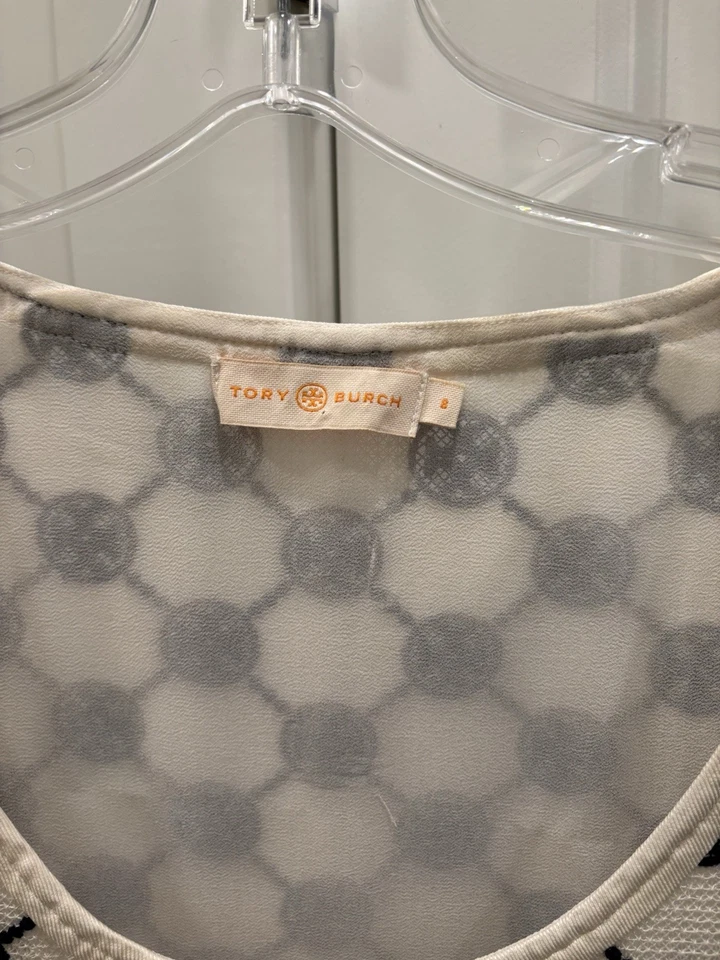 Vestido sin mangas Tory Burch con logotipo adornado con monedas de encaje sin cinturón talla 8 Foto 4 de 4