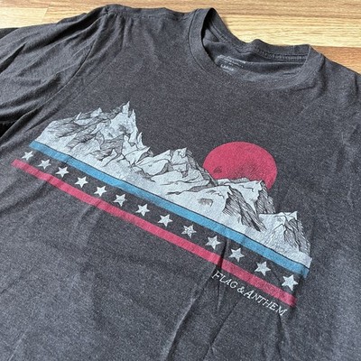 Flag & Anthem Gray Tee Mountain Patriot Large 