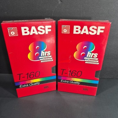 Lot of 2 BASF T-160 Extra Quality Blank VHS Tapes (New Factory Sealed)