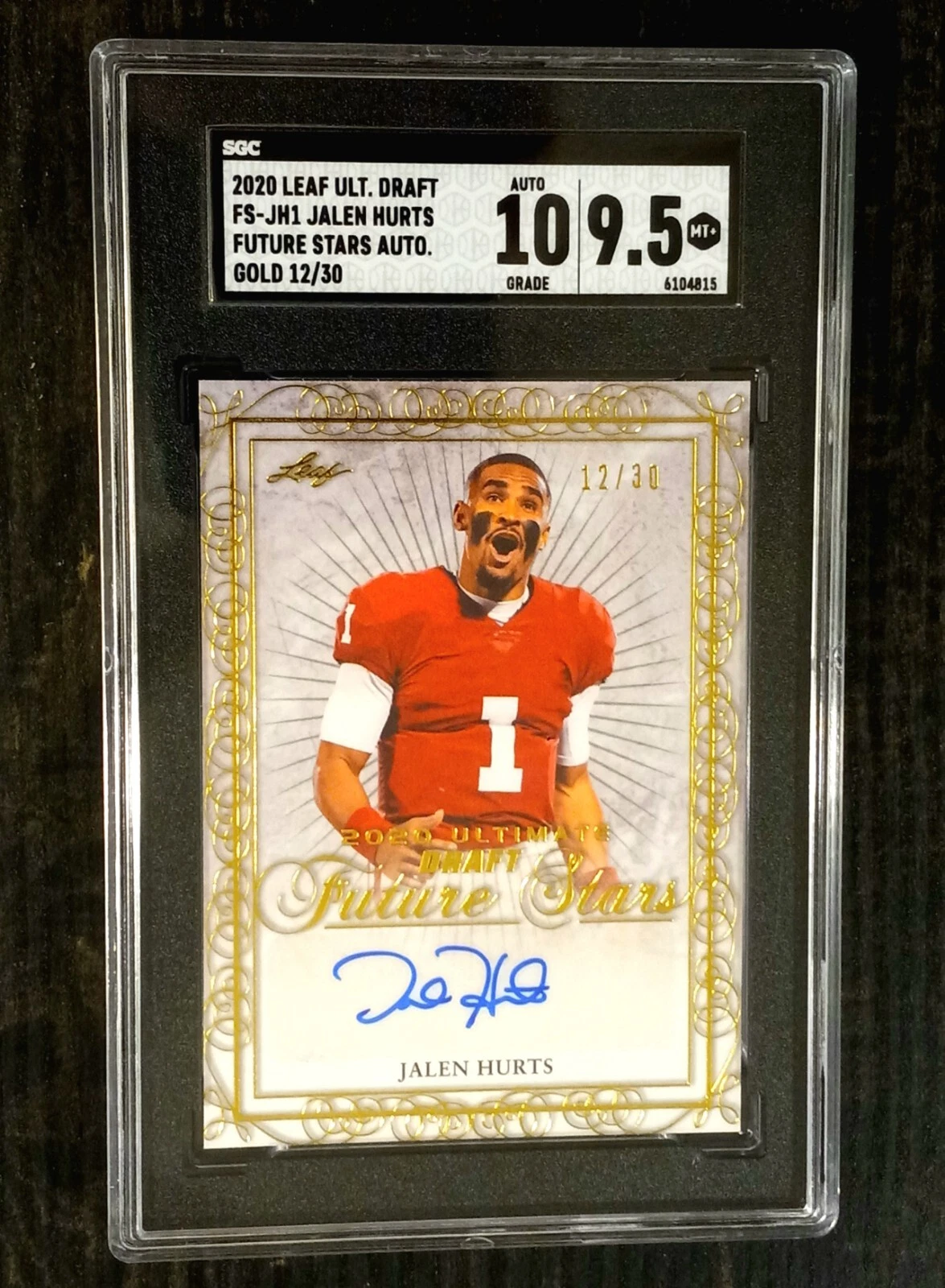 Jalen Hurts Leaf Ultimate Draft Future Stars Autographs #JH1 Gold