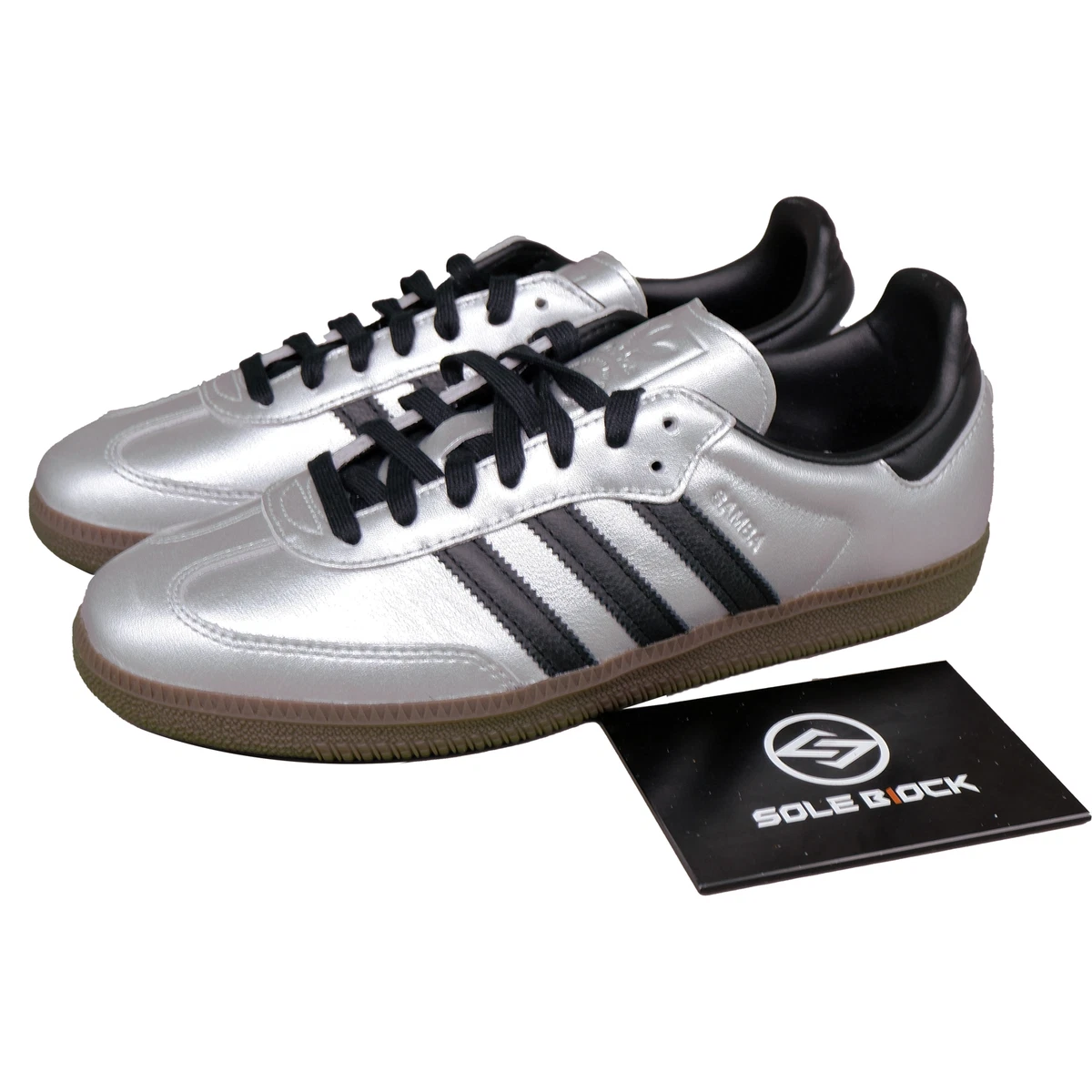 adidas Samba Silver Metallic Black Gum W for sale | eBay