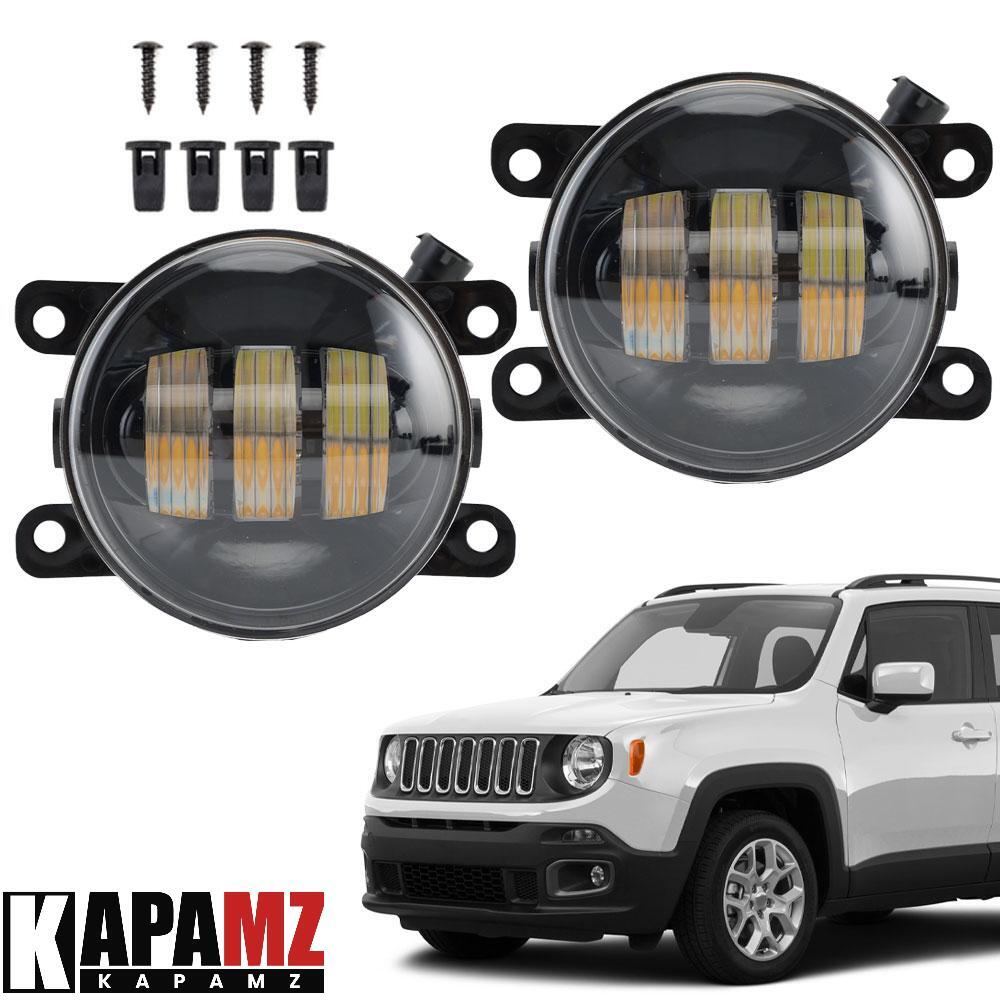 LED Front Fog Light Clear Lens Bumper Driving Lamps for Jeep Renegade 2015-2020