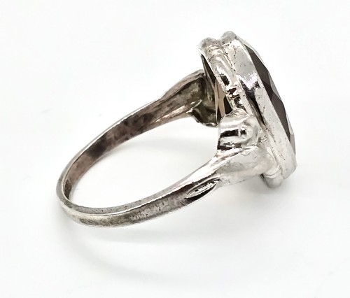 Clark and Coombs Rauchquarz Antik Art Deco Sterling Silber Ring Gr. 7,5 - Bild 2 von 8