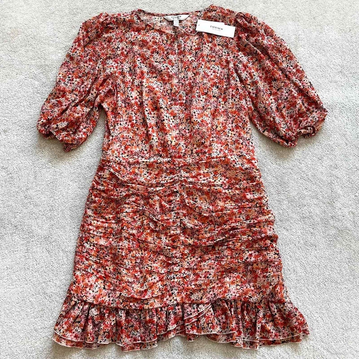EVER NEW NWT Kylie Ruched Mini Dress Floral Romantic Dainty Feminine Pretty  Chic | eBay