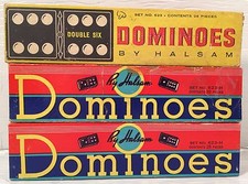 3 Vintage Halsam Boxes of Double Six Dominoes Total 84 1 623  2 623-H
