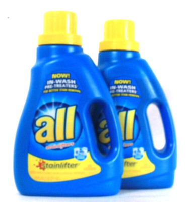 2 Ct All With Stainlifters 50 Oz In Wash Pre Treaters 33 Lds Liquid Detergent