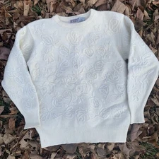 Vintage Angora Rabbit Fur Lambswool Sweater Size M