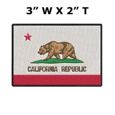 California Cali State Republic Flag Embroidered Hook Loop Patch