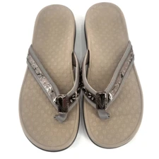 Vionic Tide Casandra Pewter Leather Sandal Flip Flop Women's US size 9