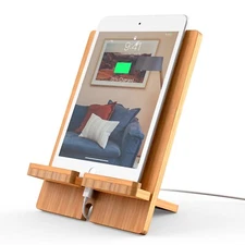 Natural Bamboo Stand - Adjustable, Portable Holder for Phones/Tablets