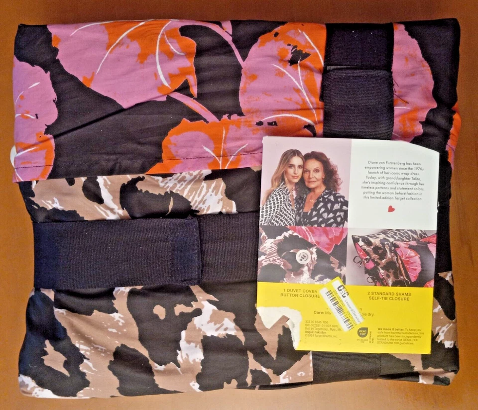 DVF Furstenberg x цель леопард/розовый герань - полный/королева пододеяльник комплект новый - Изображение 2 из 2