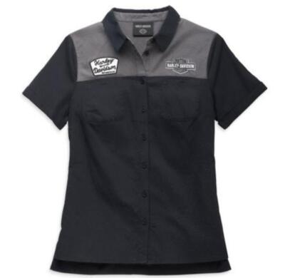 メイ Large nwt Harley-Davidson Women's Modern Mechanic Colorblock Shirt