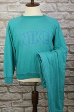 Vintage NIKE Blue Big Logo Sweatshirt Sweater Pants Set Suits Size M