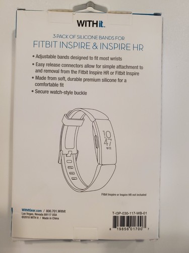 Pack de 3 bandes silicone WITHit pour Fitbit Inspire & Inspire HR - Photo 2 sur 2
