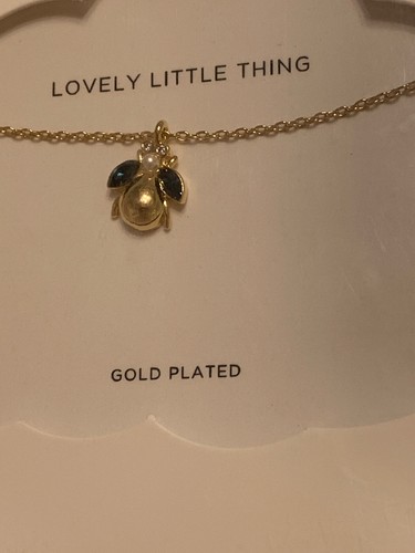 BNWT ESTELLA BARTLETT Gold Plated a Bag w/ Pearl & Blue-Tone Crystal Necklace - Picture 11 of 12