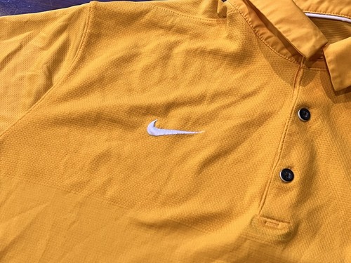 Nike Wayne State University Warriors Yellow Mens XL Button Logo Polo Golf Shirt - Picture 5 of 12