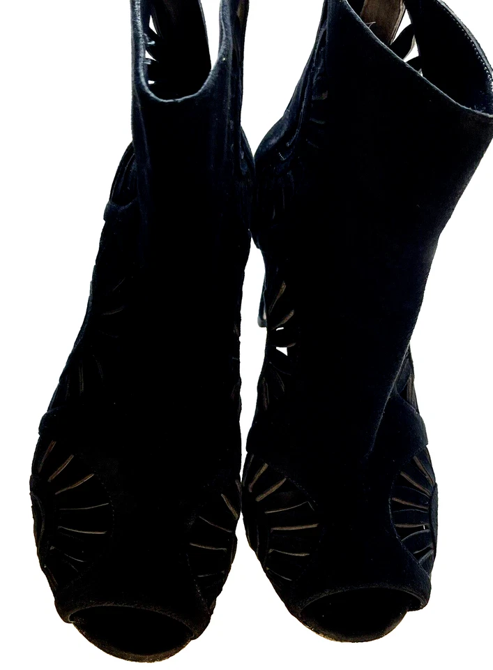 TORY BURCH Leyla Botas Botín Real Negro Gamuza Recortado Para Mujer 8 Zapatos Foto 3 de 4